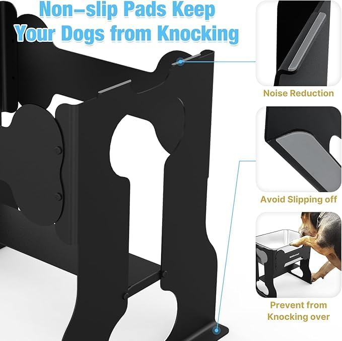 2.4 Gallon Elevated Large Dog Water Bowl,14" Raised Stainless Steel Bowl with Stand for Large Breed, Full Metal Dog Feeding Station for Relief Joint Pressure, Easy Clean for Indoor & Outdoor Uses