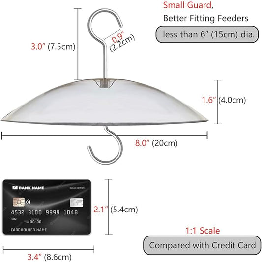 8" Mini Rain Cover for Bird Feeder/House - Clear Small Protective Dome Guard Against Rain/Snow/Sun - Dia. 20CM