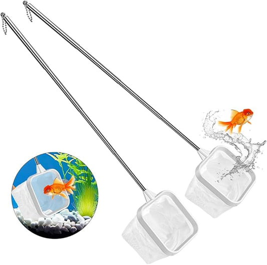 2-Pack White 3-Inch Aquarium Net – Small Fish Tank Tool for Shrimp & Bettas, Fast-Dry Mesh Scoop (Dual-Purpose Cleaner & Decor) by ViiWxx