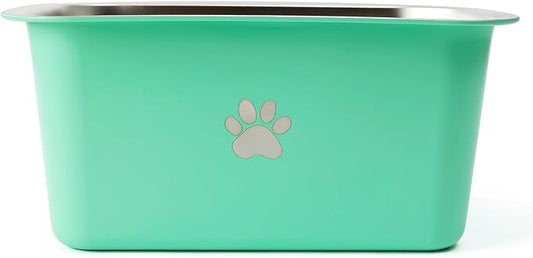 2.5 Gallons 40 Cup Non Slip Stainless Steel Large Dog Water Bowls, Outdoor Metal Dog Bowls Extra Large Breed, High Capacity Water Bowl for Big Giant Huge Dogs, Aqua