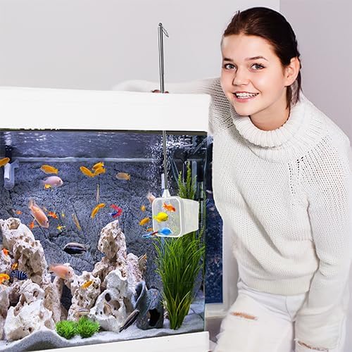 2-Pack White 3-Inch Aquarium Net – Small Fish Tank Tool for Shrimp & Bettas, Fast-Dry Mesh Scoop (Dual-Purpose Cleaner & Decor) by ViiWxx