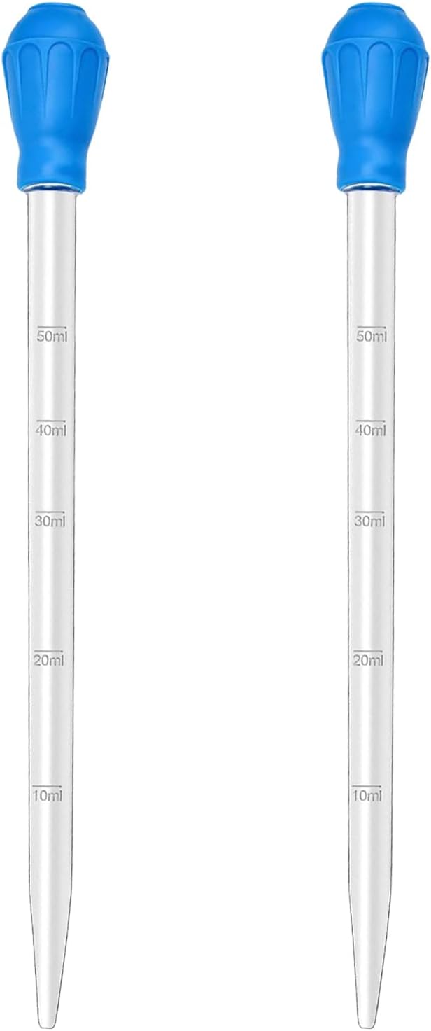 2 Pieces Long Pipette for Fish Tank Coral Food Feeder Long Syringe Reef Coral Food Spot Feeder Tube for Reef Aquatic Plant Spider Snake Lizard