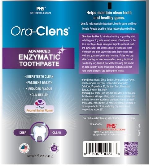 Advanced Enzymatic Toothpaste – Safe and Natural Dog Oral Care Toothpaste – Freshens Breath, Fights Plaque and Reduces Tatar – Tasty Peanut Butter Flavor – 5 Oz
