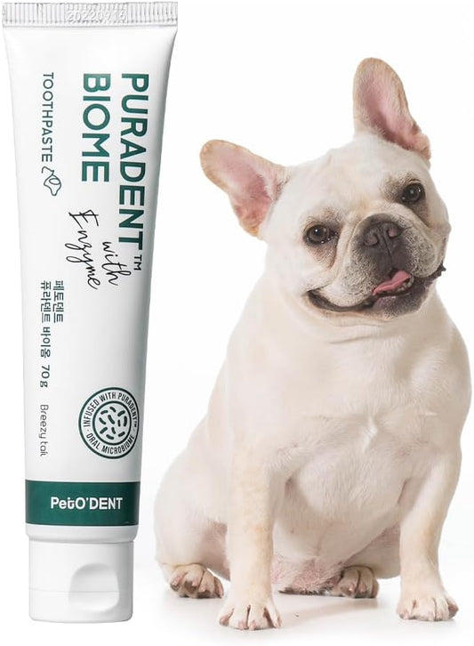 PetO’Dent Enzymatic Toothpaste for Dogs, Freshens Breath & Cleans Teeth, Reduces Plaque & Tartar, Safe for Puppies with No Artificial Ingredients, Oral Biome, Gum Care, 2.37 oz
