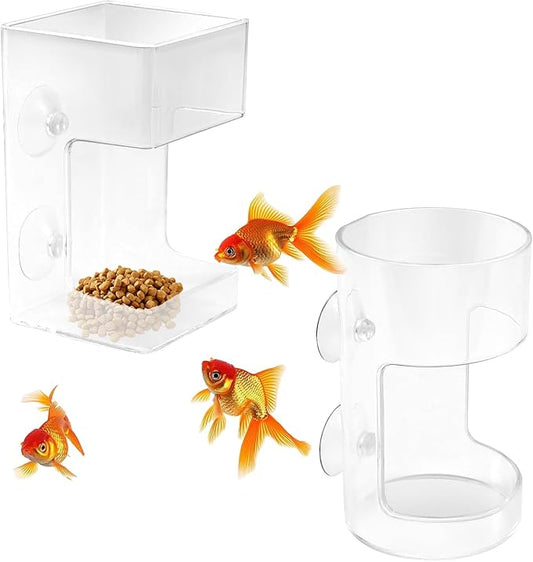 2 Pcs Fish Tank Feeding Tray with Suction Cup,Fish Feeding Tube,Automatic,Food Feeder,Feeder Automatic Dispenser for All Kinds of Food Tanks Bowls Accessories