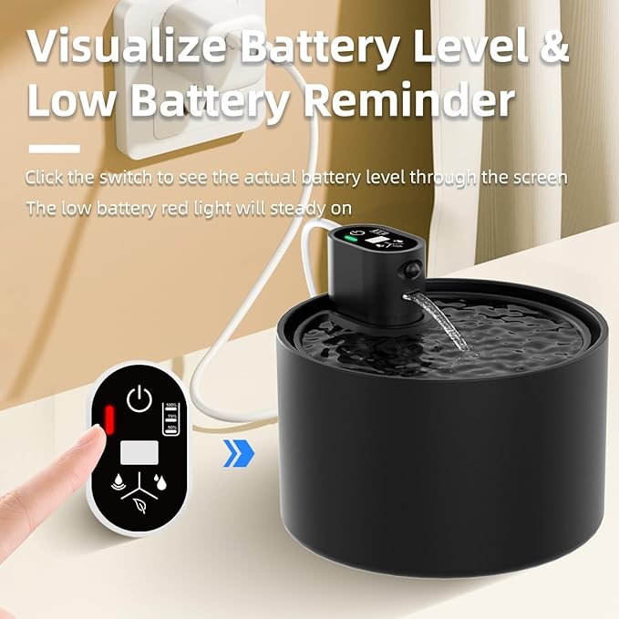 Ceramic Cat Water Fountain,Cat Water Fountain Cordless Automatic with Ultra-Quiet Pump and 4 Filter for Cats, Dogs, Multiple Pets