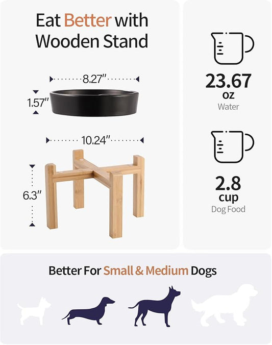 8.26 in Black Dog Bowl Slow Feeder Ceramic for Medium and Large Breed,Elevated/Raised Slow Feeding Dog Food Water Dish Heavy Weighted,Puppy Dish for Fast Eaters,Puzzle Eating Bowl Modern Maze