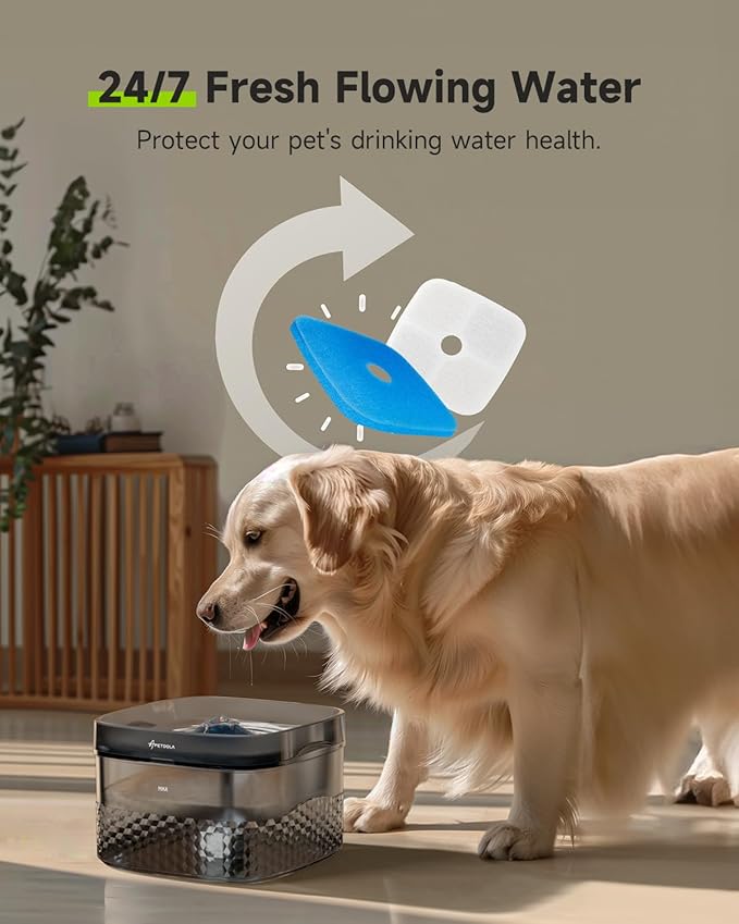 Dog Water Fountain Filter, 4 Pack Filters with 4 Pre-Filter Sponge for 9L/ 2.4 Gallon Pet Water Fountain FP70PRO, 5 Layer Replacement Filters for Dog Fountain Ultra Quiet