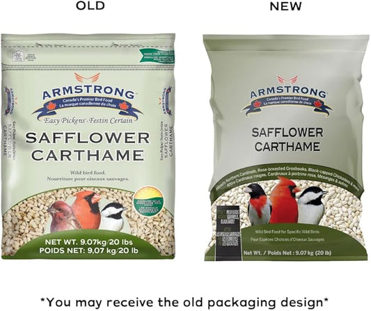 Armstrong Wild Bird Food Safflower Bird Seed, 20 Pounds - for Northern Cardinals, Rose-Breasted Grosbeaks and Black-Capped Chickadees - Ideal for Outside Feeders