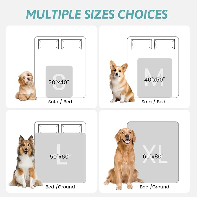 Christmas Deer Print Blanket Twin, Waterproof Pet Blanket, Woman Sofa Bed Couch Faux Fur Throw, Liquid Pee Proof for Large Dog or Cat, Reversible, Washable, Ultra Soft, 60x80 inch, Brown