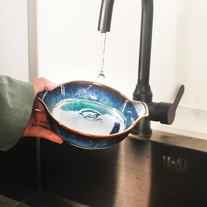 Ceramics Au Gratin baking Dishes Set of 2, Baking Tray Bake ware, 34 oz Ramekins, for Pie Pan, Appetizer, Tart, Dessert, Quiche, Oven Small dish, individual dishes, Deep Round 9.6 Inch