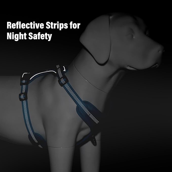 Plutus Pet No Pull Dog Harness, Release at Neck, Soft Padded, Reflective Adjustable Dog Vest Harness for Small, Medium, Large Dogs(Light Blue, L)