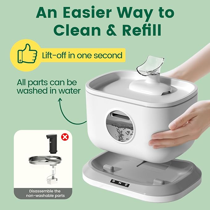 Cordless Cat Water Fountain, Rechargeable Battery Operated Cat Fountain, Wireless Pump Auto Shut-Off 7-Layer Filter Radar Detection Automatic Water Dispenser for Cats, 2.6L/88oz Pet Fountain BPA-Free