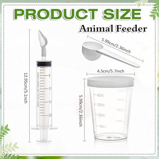 Baby Bird Feeding Syringe Set ,Parrot Small Pet Manual Feeder Measuring Tools, Milk Water,Liquid Food,Reusable (20ml Syringe+50ml Measuring Cup+1 Spoon)