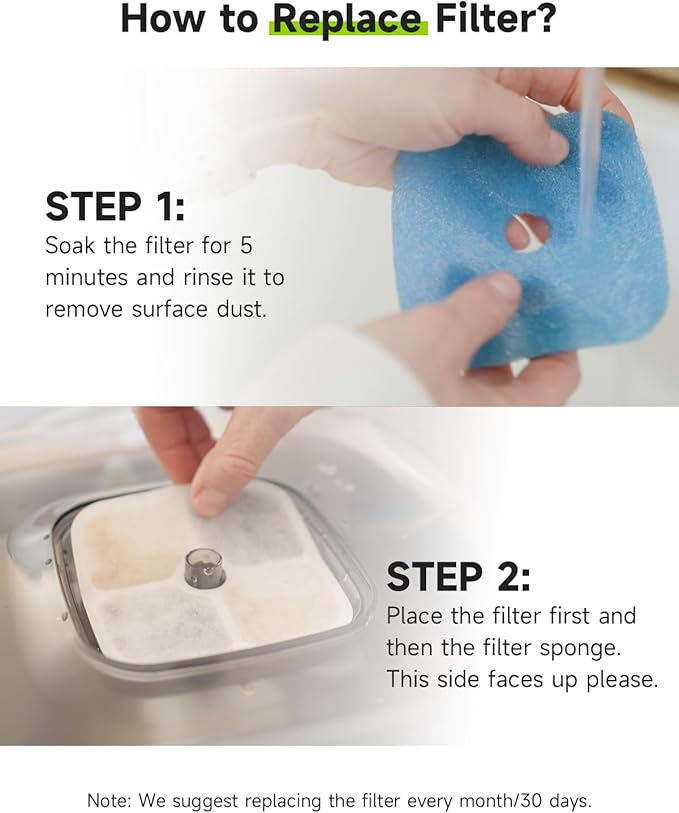 Dog Water Fountain Filter, 4 Pack Filters with 4 Pre-Filter Sponge for 9L/ 2.4 Gallon Pet Water Fountain FP70PRO, 5 Layer Replacement Filters for Dog Fountain Ultra Quiet