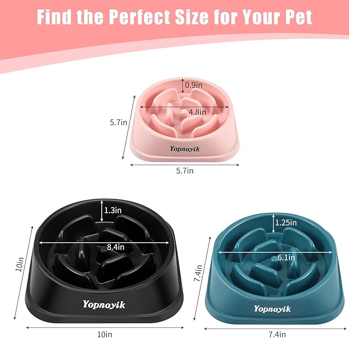2 Pack Slow Feeder Dog Bowls for Healthy Eating, Non-Slip and Anti-Choking Design, Reduces Bloating & Overeating for Medium Dogs and Cats, Easy to Clean