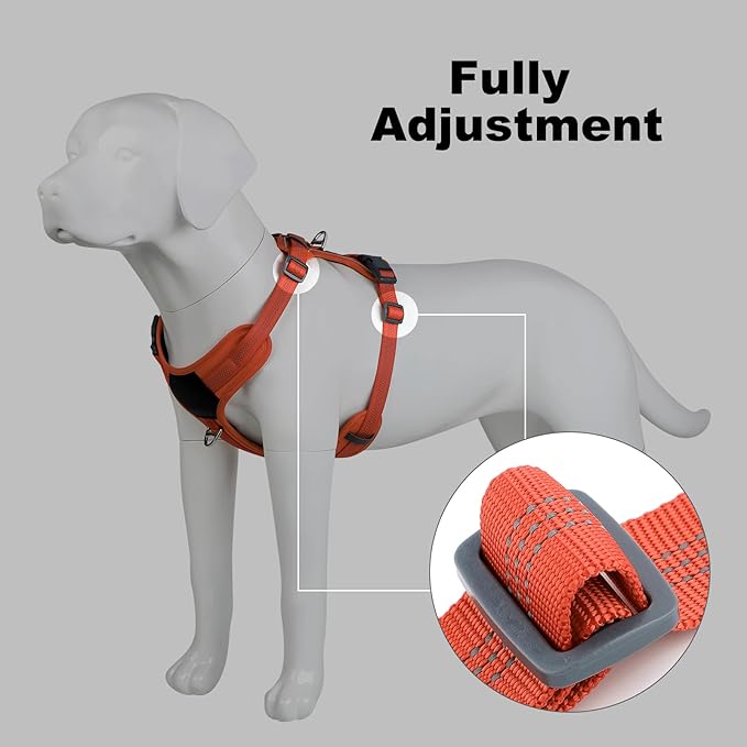 Plutus Pet No Pull Dog Harness, Release at Neck, Soft Padded, Reflective Adjustable Dog Vest Harness for Small, Medium, Large Dogs(Orange, XS)