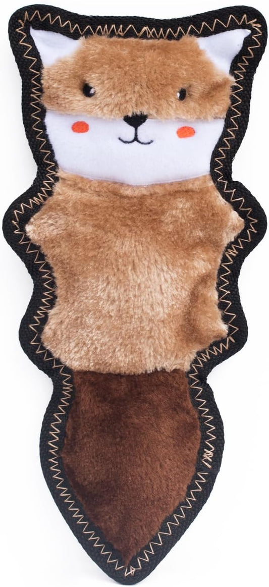 ZippyPaws Z-Stitch Skinny Peltz - No Stuffing Dog Toy to Keep Them Busy, for Small, Medium, & Large Dogs, Squeaky Pet Toy, Soft Plush Unstuffed Chew Toys - Chipmunk, 12.5"