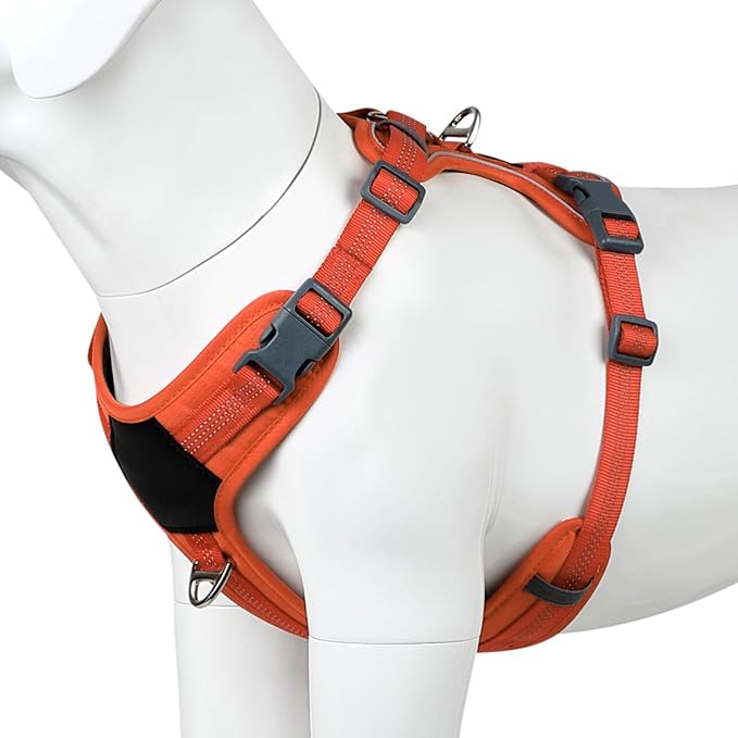 Plutus Pet No Pull Dog Harness, Release at Neck, Soft Padded, Reflective Adjustable Dog Vest Harness for Small, Medium, Large Dogs(Orange, XL)