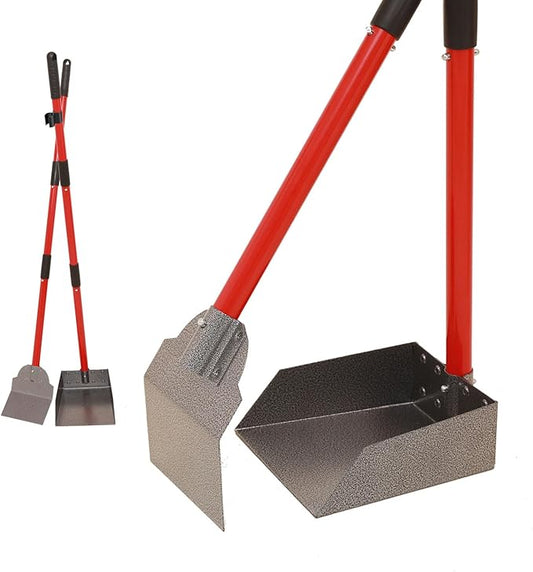 Pooper Scooper - Durable & Sturdy Spade&Tray Set with Long Handle,Great for Large Small and Multi Dogs,No Bend Down Easy Cleanup,Use for Yard Grass Gravel Dirt
