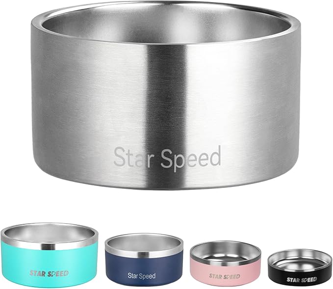 200oz Stainless Steel Dog Bowl - Extra Large Water Bowl With Rubber Bottom, Drop Resistant, Durable, Keeps Cold - Fits Different Size Big Food Bowls (Silver)