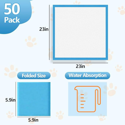 23"x23" 25 Count Pee Pads for Dogs, 6-Layer Super Absorbent, Leak-Proof Quick Dry with Gift Bag, Training Pads for Cats, Rabbits