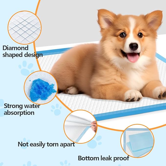 23"x23" 12 Count Pee Pads for Dogs, 6-Layer Super Absorbent, Leak-Proof Quick Dry with Gift Bag, Training Pads for Cats, Rabbits