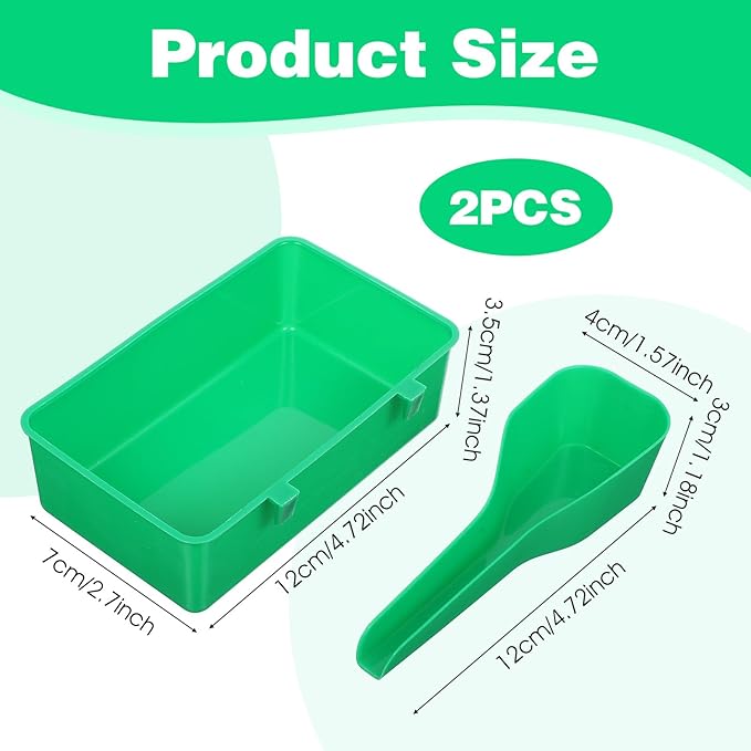 2 Pcs Hanging Plastic Food Water Bowls, Bird Feeders for Cage, Small Animal Feeder Bowl, Cage Accessories, Replacement Feeder Bowls for Coop, Parrot, Small Animals (Green)