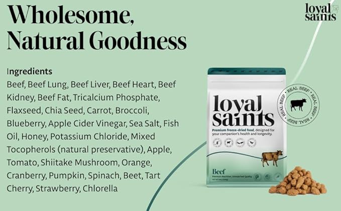 Freeze Dried Raw Dog Food - Premium Beef Flavor with High Protein and Grain Free Dog Food for Small or Large Breeds and Picky Eaters - Versatile as Meal Topper, Snack, and Treats, 5 Oz