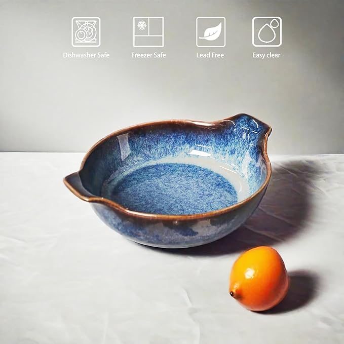 Ceramics Au Gratin baking Dishes Set of 2, Baking Tray Bake ware, 34 oz Ramekins, for Pie Pan, Appetizer, Tart, Dessert, Quiche, Oven Small dish, individual dishes, Deep Round 9.6 Inch