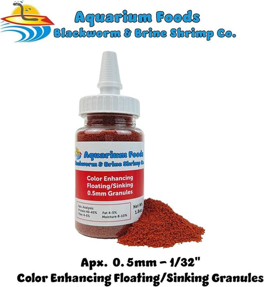 Aquatic Foods Inc. Community Fish Granules 0.5mm High Protein Floating/Sinking Color Enhancing Granules for Freshwaters, Marines, Baby Pond Fish…1.8oz Squeeze Bottle