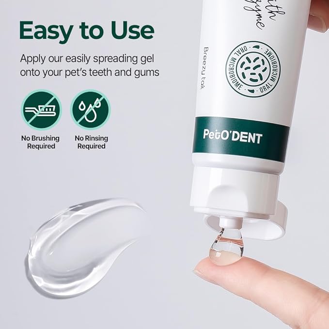 PetO’Dent Enzymatic Toothpaste for Dogs, Freshens Breath & Cleans Teeth, Reduces Plaque & Tartar, Safe for Puppies with No Artificial Ingredients, Oral Biome, Gum Care, 2.37 oz