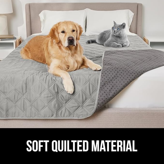 GORILLA GRIP Waterproof Dog Blanket, 68x82 Couch Cover for Dogs Washable, Protects Sofa, Furniture, Crate, Car, RV Essentials Pet Supplies, Tear and Slip Resistant Leakproof Cushion Cover, Light Gray