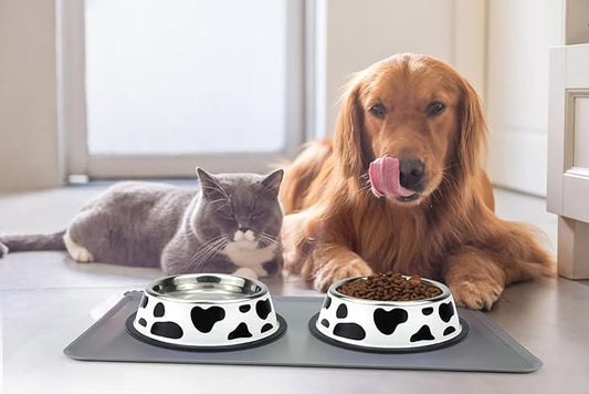 Stainless Steel Dog Bowls, Food and Water Non Slip Anti Skid Stackable Pet Puppy Dishes for Small, Medium and Large Dogs (2 Pack)