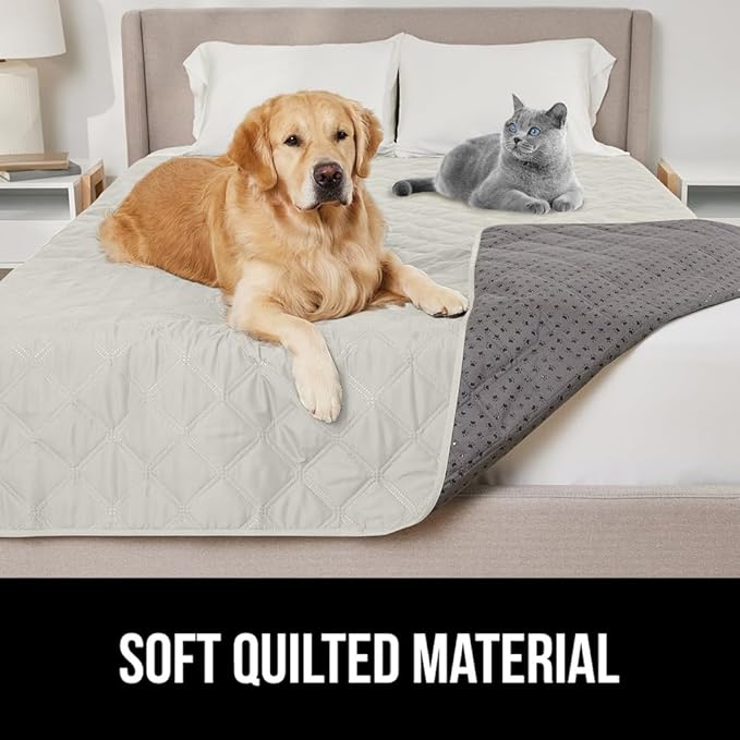 GORILLA GRIP Waterproof Dog Blanket, Couch Cover for Dogs Washable, Protects Sofa, Furniture, Crate, Car, RV Essentials Pet Supplies, Tear and Slip Resistant Leakproof Cushion Cover, 40x50 Light Taupe