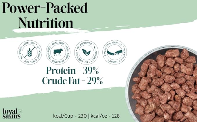 Freeze Dried Raw Dog Food - Premium Beef Flavor with High Protein and Grain Free Dog Food for Small or Large Breeds and Picky Eaters - Versatile as Meal Topper, Snack, and Treats, 14 Oz