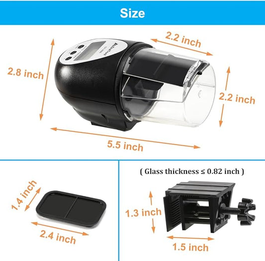 Aquarium Automatic Fish Feeder for Small Tank Auto Fish Food Dispenser Timer Vacation Betta Feeder with Moisture-Proof Air Hole and LCD Display