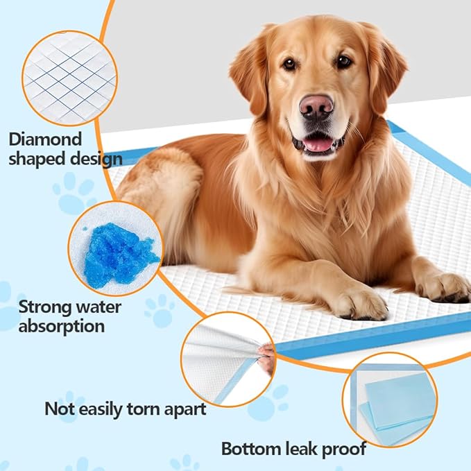 23"x36" 12 Count Pee Pads for Dogs, 6-Layer Super Absorbent, Leak-Proof Quick Dry with Gift Bag, Training Pads for Cats, Rabbits