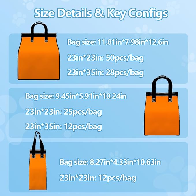 23"x36" 12 Count Pee Pads for Dogs, 6-Layer Super Absorbent, Leak-Proof Quick Dry with Gift Bag, Training Pads for Cats, Rabbits