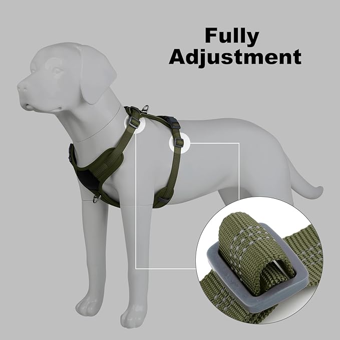 Plutus Pet No Pull Dog Harness, Release at Neck, Soft Padded, Reflective Adjustable Dog Vest Harness for Small, Medium, Large Dogs(Ranger Green, S)