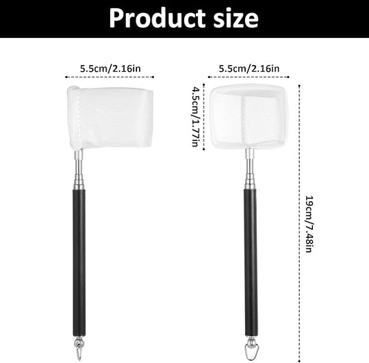 Aquarium Shrimp Net, Shrimp Skimming Aquarium Nets with Extendable Stainless Steel Handle Fish Net for Fish Tank Aquariums Small Ponds Baby-Fish Food Residue Debris, Retractable 7.5-21 Inches Long