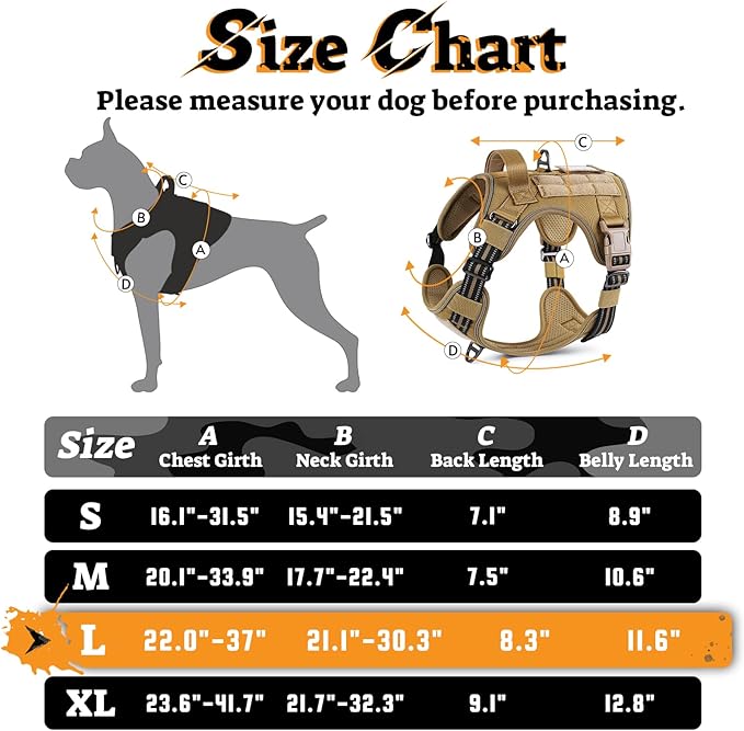 rabbitgoo Dog Harness for Large Dogs No Pull, Tactical Service Pet Vest with Molle and Control Handle, Adjustable and Reflective Military Harness for Easy Walking and Training, Brown, L