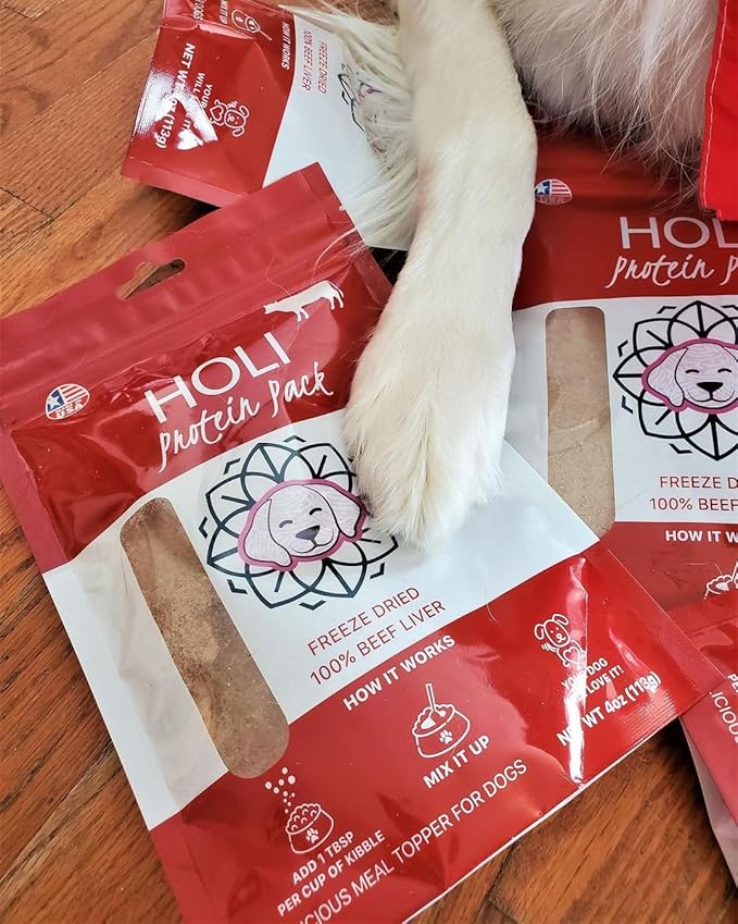 HOLI Beef Liver Dog Food Topper - Single Ingredient, Human-Grade - Freeze Dried Protein and Flavor Enhancer for Picky Dogs – Grain Free – 100% All Natural - 4oz
