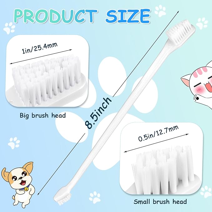 Honeydak Dog Toothbrush Bulk Dual Headed Dental Brushes Dogs Tooth Brushing Kit Long Handle Pet Tooth Brush for Puppy Large Small Cats and Most Pets Teeth Cleaning Dental Supplies(70 Pcs,White)
