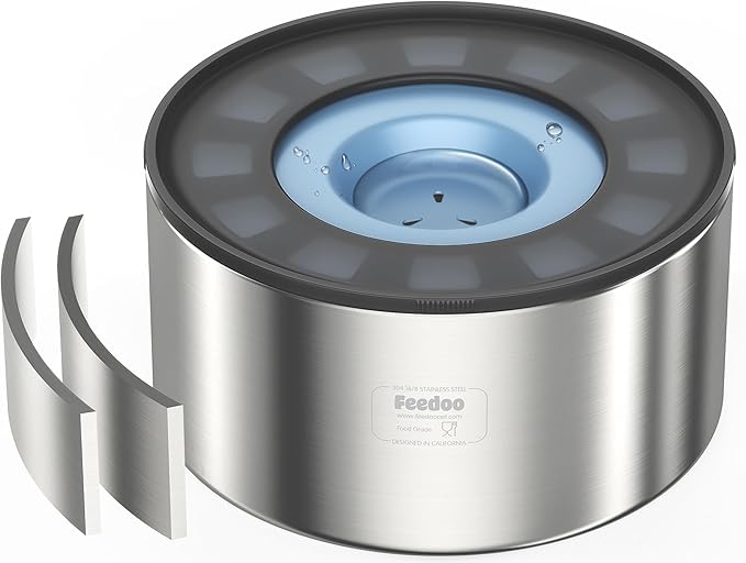 1Gallon No Spill Water Bowl for Dogs, Double-Wall Stainless Steel with Splash-Proof Paws Lid and Floating Disk, Non-Slip Base, Easy to Clean Slow Water Feeder for Large Medium Dogs