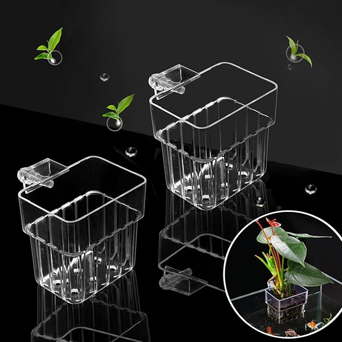 2 PCS Aquarium Plant Holder Top Hanging Fish Tank Plant Pot Aquarium Planter Cups for Water Feature Decoration