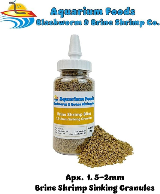 Aquatic Foods Inc. Brine Shrimp Sinking Micro Bites for Guppies, Nano Fish, Cichlids, Discus, Corys, Tetras, Bettas All Tropical Fish…2.1oz Squeeze Bottle