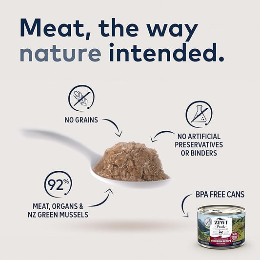 ZIWI Peak Canned Wet Cat Food – All Natural, High Protein, Grain Free, Limited Ingredient, with Superfoods (Venison, Case of 24, 3oz Cans)
