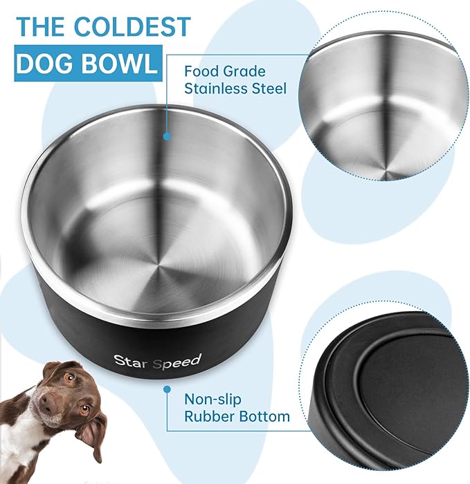 200oz Large Stainless Steel Dog Bowl. Extra Large Dog Water Bowls for Large Dogs with Rubber Bottom, Drop Resistant and Durable, Keeps Cold, Fits Different Size Big Dog Food Bowls. (200 OZ, Black)