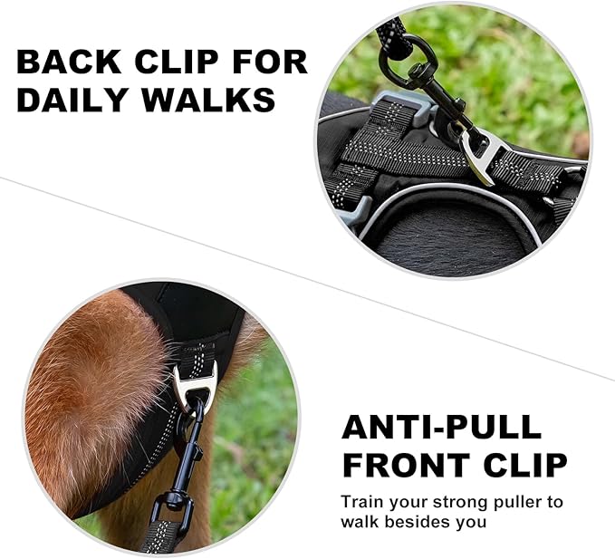 Plutus Pet No Pull Dog Harness, Release at Neck, Soft Padded, Reflective Adjustable Dog Vest Harness for Small, Medium, Large Dogs(Black, M)